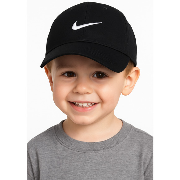 Nike Club Cap Kids Toddler Swoosh Adjustable Hat Black White 2-4T New - Picture 1 of 14